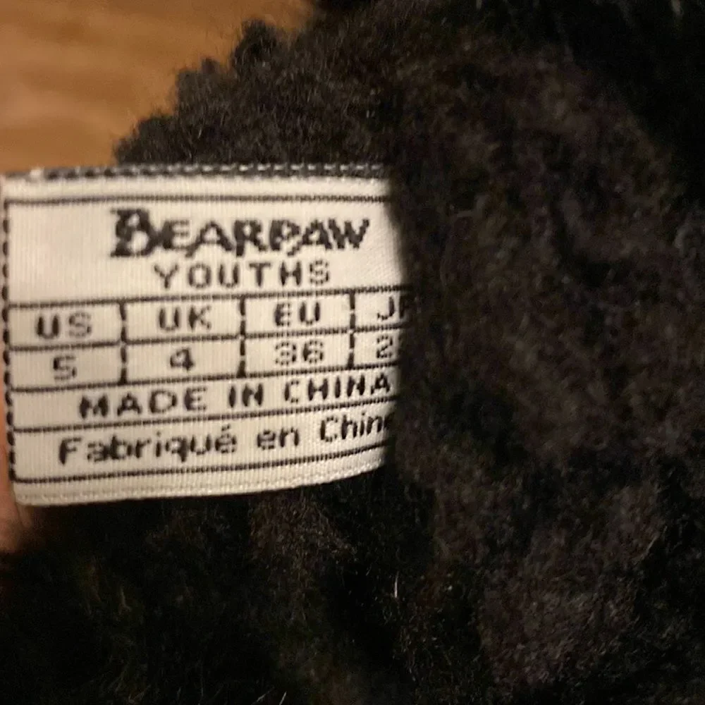 BEARPAW Meredith Girls Pink Black Heart Waterproof Snow Boots Youth 5 faux fur